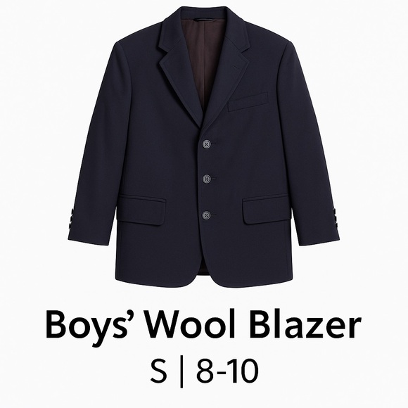 Nautica Boys’ Wool Blazer Navy Size Small 8–10 Three-Button Jacket - Picture 1 of 4
